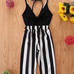 Lace Striped jumpsuit Black