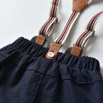 4-Piece Baby Boy Onesie With Bow Tie & Matching Suspender Pants Set