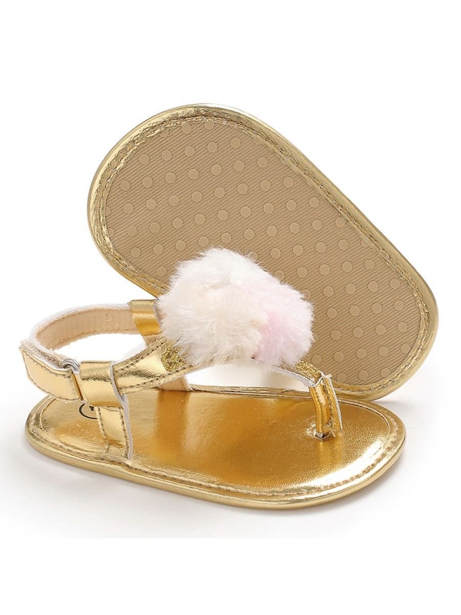 Baby Girl Pom Trim Sandals