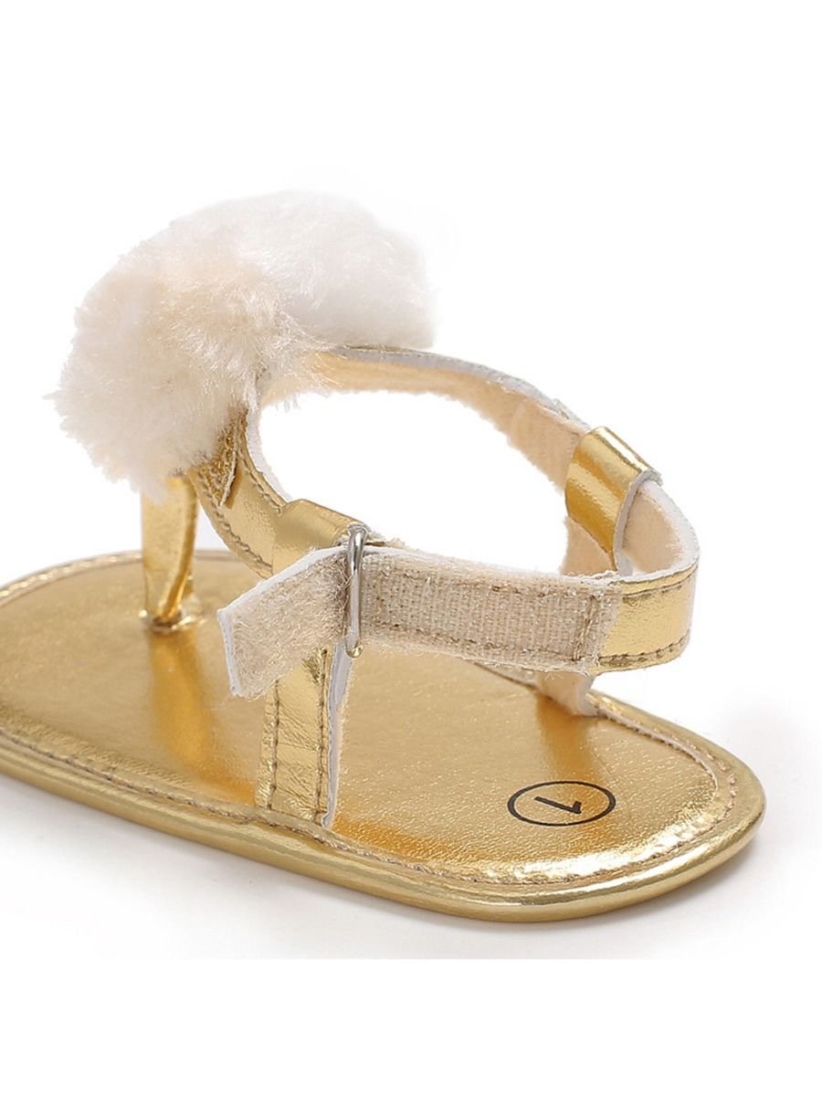 Baby Girl Pom Trim Sandals