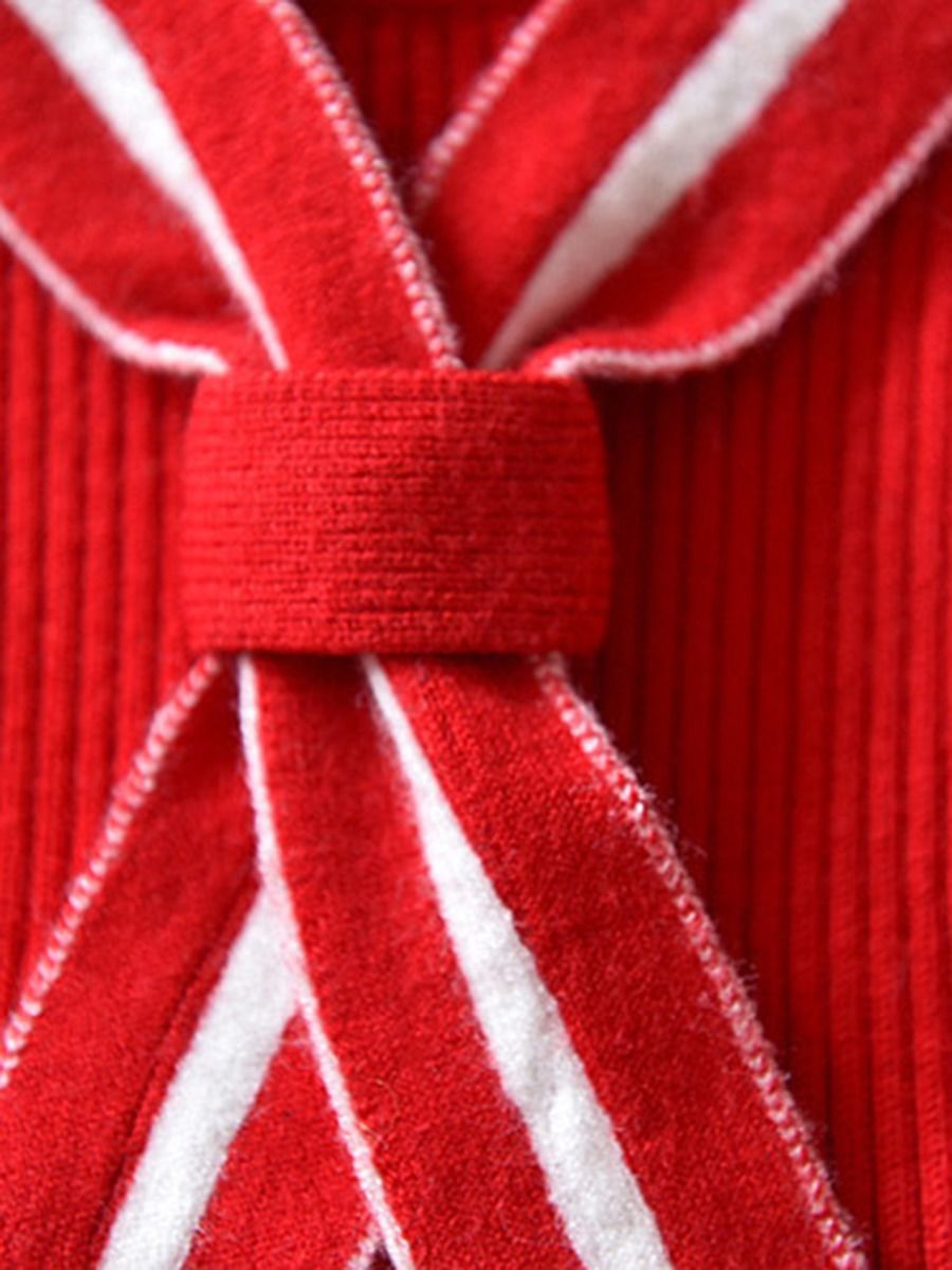 Toddler Girl Versatile Tie Red Sweater Dress