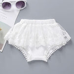 3-Piece Baby Girl Print Off Shoulder Top & White Lace Shorts Headband Set