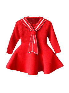 Toddler Girl Versatile Tie Red Sweater Dress