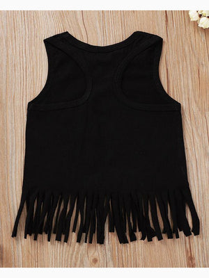 2-Piece Toddler Girl Hello Summer Tassel Tank Top & Flower Shorts