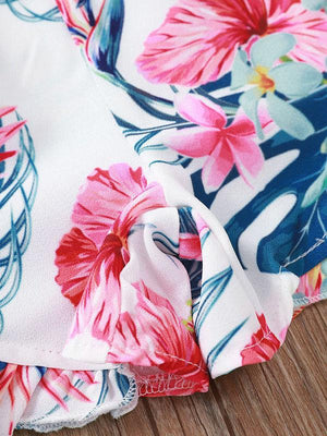 2-Piece Toddler Girl Hello Summer Tassel Tank Top & Flower Shorts