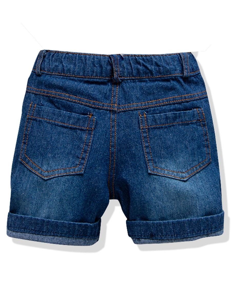 4-Piece British Style Toddler Boy Checked Short-sleeved Shirt With Bowtie & Denim Suspender Pants Set