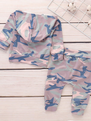 Baby Unisex Camouflage Sportswear Hoodie Sweatshirt Top & Long Pant