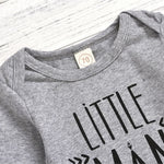 3-Piece Baby Boy Little Man Grey Onesie & Camo Pants & Hat Set