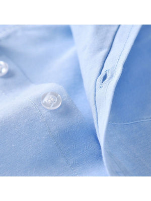 4-Piece Gentleman Style Blue Shirt with Bow Tie & Blue Suspender Trousers Set