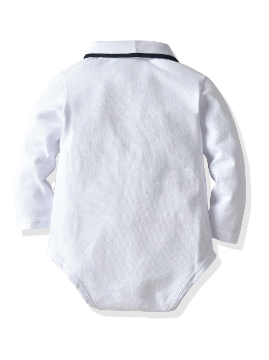 4-Piece Baby Boy Onesie With Bow Tie & Matching Suspender Pants Set