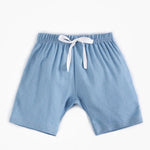 2-Piece Little Boy Solid Color Turn-down Collar Bodysuit & Matching Pull-on Shorts