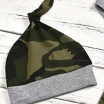 3-Piece Baby Boy Little Man Grey Onesie & Camo Pants & Hat Set