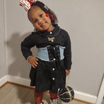 2-Piece Little Girl Denim Corset Lace Up Top With Shirt Dress