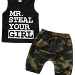 2-Piece Baby Boy MR.STEAL YOUR GIRL Tank Top & Camo Pants