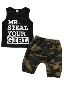 2-Piece Baby Boy MR.STEAL YOUR GIRL Tank Top & Camo Pants