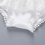 3-Piece Baby Girl Print Off Shoulder Top & White Lace Shorts Headband Set