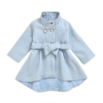 Blue Stand-Up Collar Dress