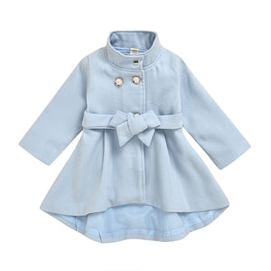 Blue Stand-Up Collar Dress