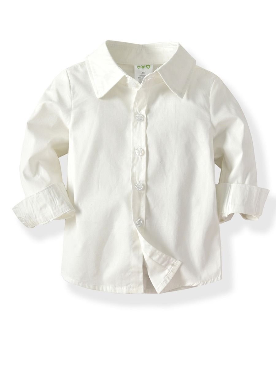 4-Piece British Style Little Boy  White Long Sleeve Shirt With Bowtie Vest & Khaki Pants Set
