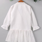 Little Girl Lapel Neck Mesh Dress White