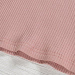 2-Piece Little Girl Flutter Sleeve Ribbed Sleeve Top & Stripe Waist Pants